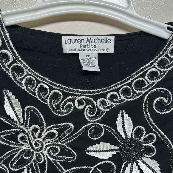 Lauren Michelle Silver Embellished Blouse with Three-Quarter Sleeves - Picture 3 of 12